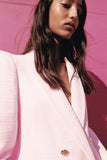 Rarove Women 2023 Fashion Double Breasted Tweed Blazer Coat Vintage Long Sleeve Shoulder Pads Female Outerwear Chic Veste