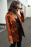 Rarove Women Solid Blazer Coat Waist Adjust Vintage Notched Collar Pocket Fashion Female Casual Chic Tops