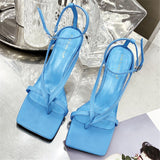 2022 Summer Fashion Women 9cm High Heels Strap Blue Green Gold Sandals Lady Fetish Sandles Stripper Luxury Brand Designer Shoes