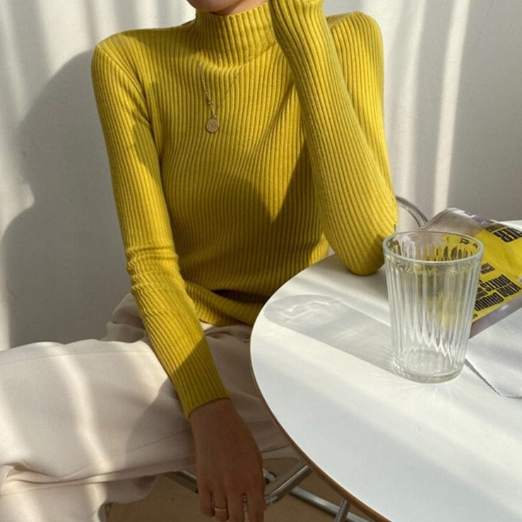 Fall outfits 2022 Chic Casual Half Turtleneck Women Sweaters 2022 Autumn Winter Pullovers Full Sleeve Stretched Female Knitted Tops