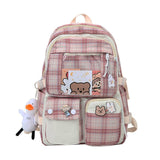 Rarove Back to school supplies Plaid Transparent PVC Kawaii Contrast Color Girls College Leisure Kawaii Backpack Large Nylon School Backpack For Women Bags