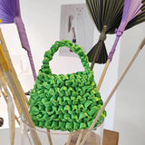 Rarove Back to school supplies Scarf Ribbon Hand-Woven Women Handbag Fluorescent Colors Ladies Hand Bags Crochet Handmade Female Tote Solid Women Bag New