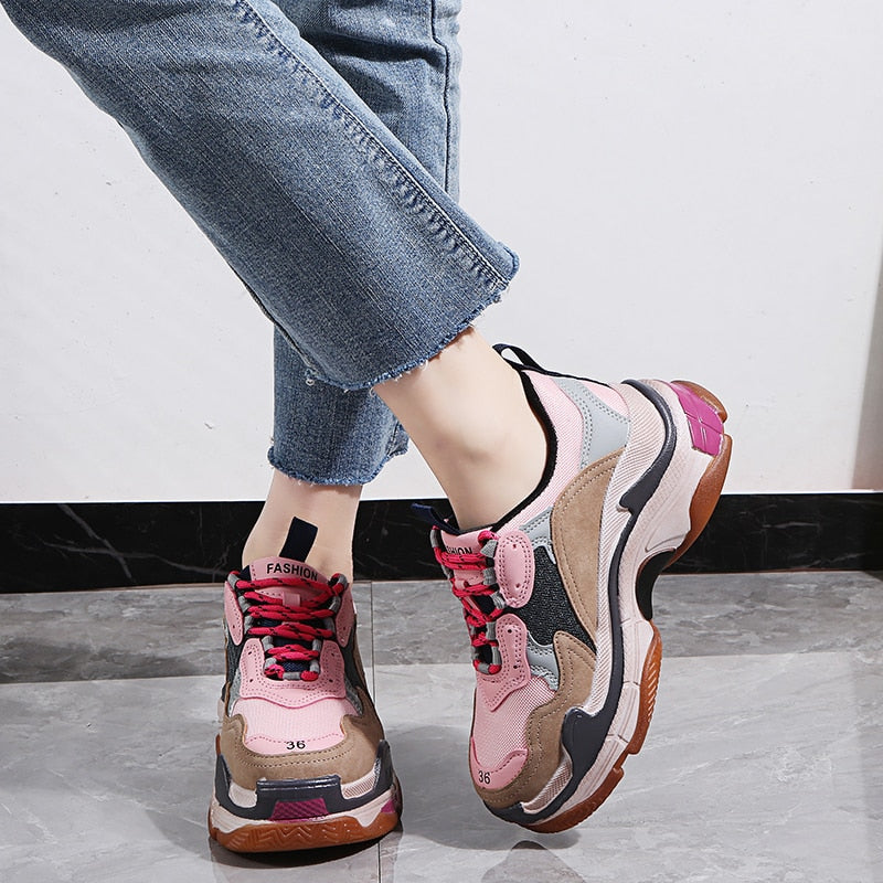 Rarove Back to school Brand Design Chunky Sneakers Trendy Women Dad Shoes Pink Spring Summer Casual Shoes Fashion Women's Sneakers Classic Trainers