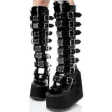 RAROVE Halloween Brand Design Big Size 43 Black Gothic Style Cool Punk Motorcycles Boots Female Platform Wedges High Heels Calf Boots Women Shoes