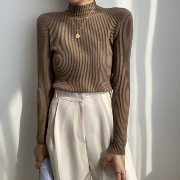 Rarove Fall outfits 2023 Chic Casual Half Turtleneck Women Sweaters 2022 Autumn Winter Pullovers Full Sleeve Stretched Female Knitted Tops