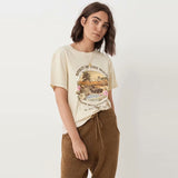 Rarove Vintage Beige Spirit Of The Wild Summer Tshirt O Neck Cotton Sunset Coco T-Shirt Girls Streetwear Designer Ins Bloggers Style