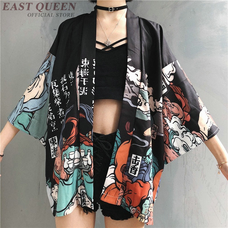 Womens tops and blouses 2022 harajuku kawaii shirt Japanese streetwear outfit kimono cardigan female yukata blouse women AZ004