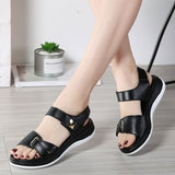 Rarove Women Female Ladies Mother Genuine Leather Shoes Sandals Flats Soft Hook Loop Korean Bling Summer Beach Size 35-40