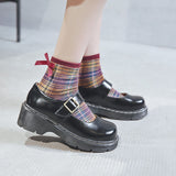 Rarove New Arrival Japanese Style Vintage Buckle Mary Janes Shoes Women's Shallow Mouth Casual Student Leather Shoes Thick Bottom