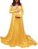 Rarove Long Tail Maternity Dresses Photography Props V-Neck Maxi Gown Cotton Dress Pregnant Women Pregnancy Autumn Photo Shoot Clothes