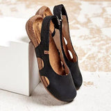 Rarove New Women Casual Wedges Sandals Summer Buckle Hot Gladiator Retro Non-slip Sandals Flock Ladies Party Office Shoes-1