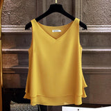 Rarove Fashion Brand Women's blouse Tops Summer sleeveless Chiffon shirt Solid V-neck Casual blouse Plus Size 5XL Loose Female Top