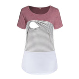 Maternitys Bratfeeding Clothes Maternity Clothes Pregnant Shirt Striped Patchwork Tops T-Shirt Looes Casual Top Tee for women