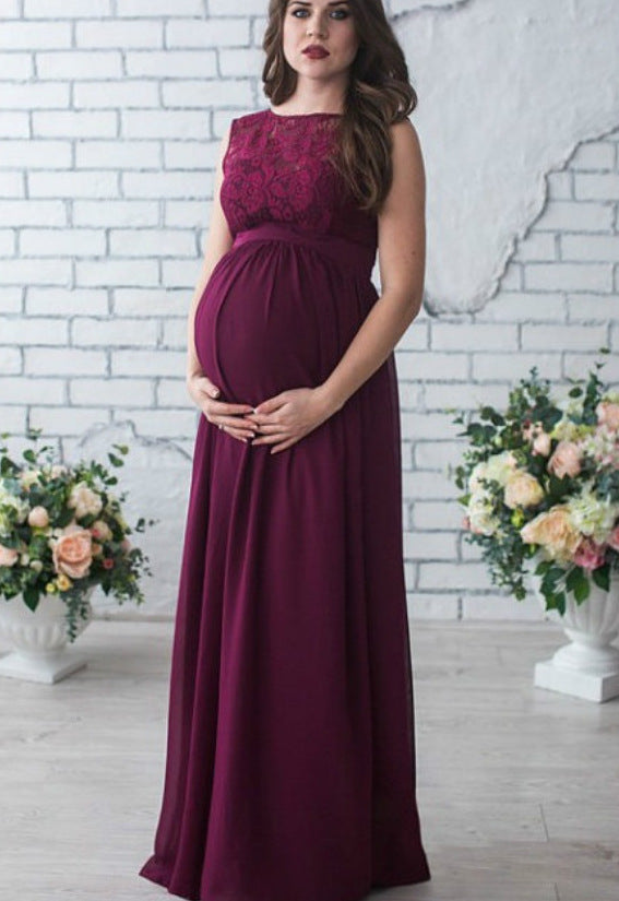 Maxi Maternity Gown Clothes For Photo Shoot Lace Long Maternity Photography Props Pregnancy Dress Elegant Pregnant Women Dresses