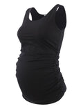 Maternity Clothes Cotton Tank Top Flattering Side Ruching Pregnancy Tops Tees For Pregnant Women Maternity Wear tshirt