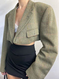 Rarove Women's Early Autumn New Fashion Retro All-Match Slim Waist One-Button Short Color Matching Blazer