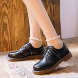 Rarove Hot Women Oxfords Women's Shoes Ladies PU Leather Solid Shoes Female Round Toe Sewing Comfortable Footwear Lolita Shoes 2022