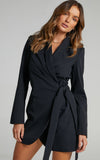 Rarove Streetwear Lace Up Wrapped Blazer Long Sleeve Blazer Coat Women Autumn Female Turndown Collar Black Blazer New