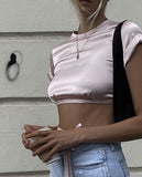Rarove Elegant Satin Summer Top Camis Women Sexy Backless Bandage Crop Top White Short Tops 2022 Blusas De Mujer