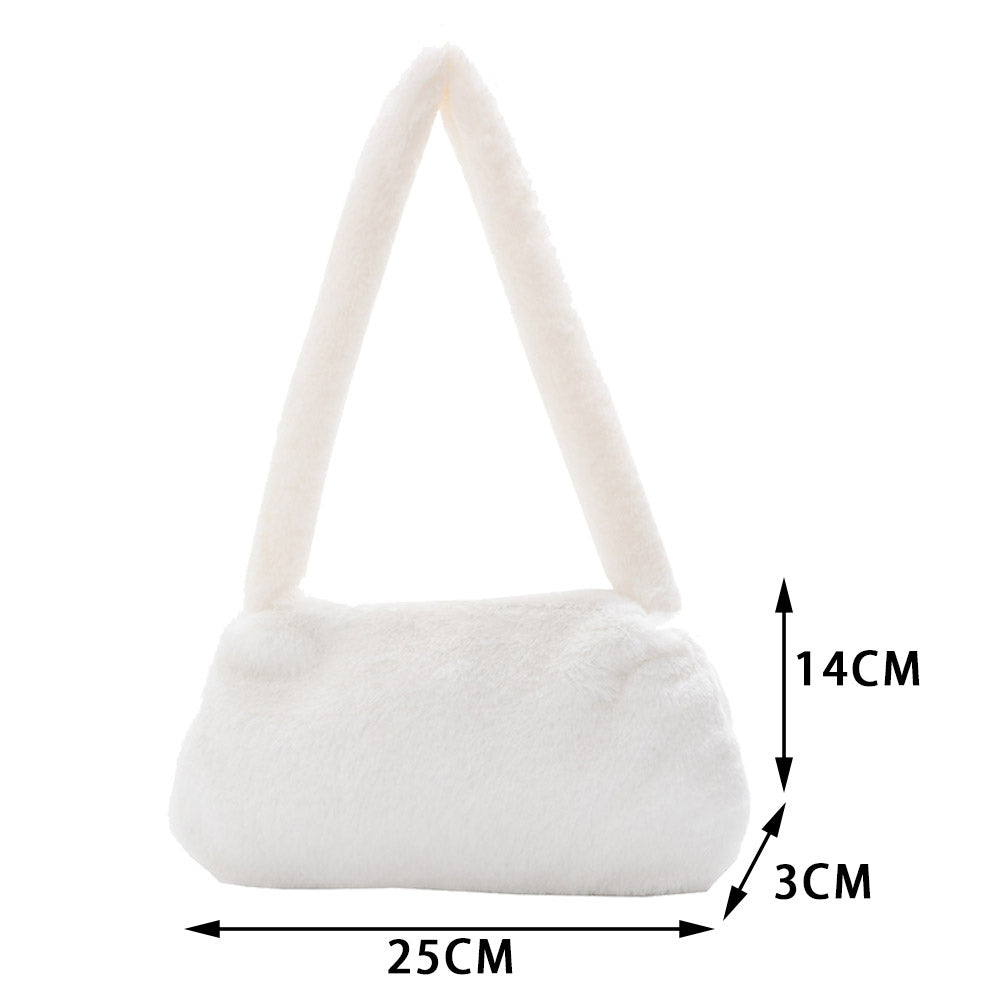 Winter Fashion Shoulder Underarm Bag Female Plush Autumn Handbag Soft Warm Fur Tote Purse for Lady Girl Chiristmas Gift Bag