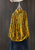 Rarove-Handmade Yellow retro Print Loose Fall Knitted sweaters