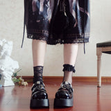 RAROVE Halloween 2022 Cute Lovely Gothic Lolita Cosplay Black Comfy Walking Mary Janes Chunky Heels Platform Shoes Footwear Women Big Size 43