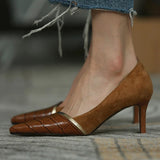 RAROVE Autumn Women High Heels Pointed Toe Ladies Pumps Shoes Patchwork PU Leather Elegant Stiletto Women's Shoes