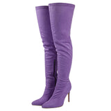 RAROVE Halloween 2022 Big Size 42 Brand New Zipper Pointed Toe Women's Stiletto Heel Thigh High Heel Boots Party Sexy Shoes Woman