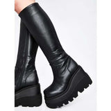 RAROVE Halloween 2023 Gothic Punk Fashion Women Thigh Boots Wedges High Heels Platform Over The Knee Boots Female Street Cosplay Autumn Shoes