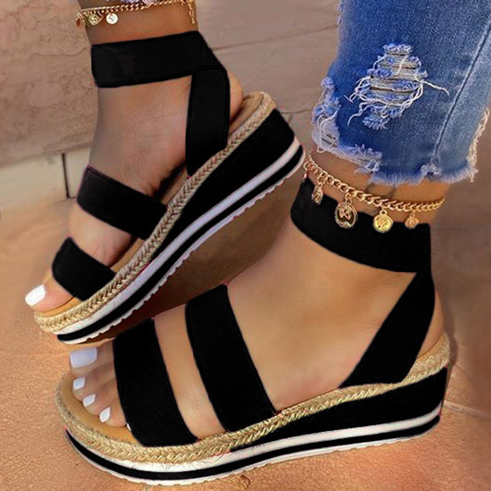Rarove Women Wedge Sandals Summer Snake Shoes Ethnic Print Fashion Casual Shoes Lace Up Shoes Woman Beach Plus Size Shoes Sandals
