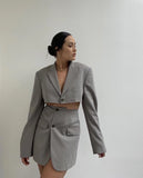 Rarove Women Cropped Blazer Long Sleeve Shoulder Pads Office Coat Blazers Fashion Girl Wrap Spring Vintage Outerwear