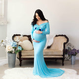 Rarove Long Sleeve Maxi Maternity Dress For Photography Props Elegant Pregnancy Clothes Pregnancy Dress Pregnant Photo Shoot Clothing
