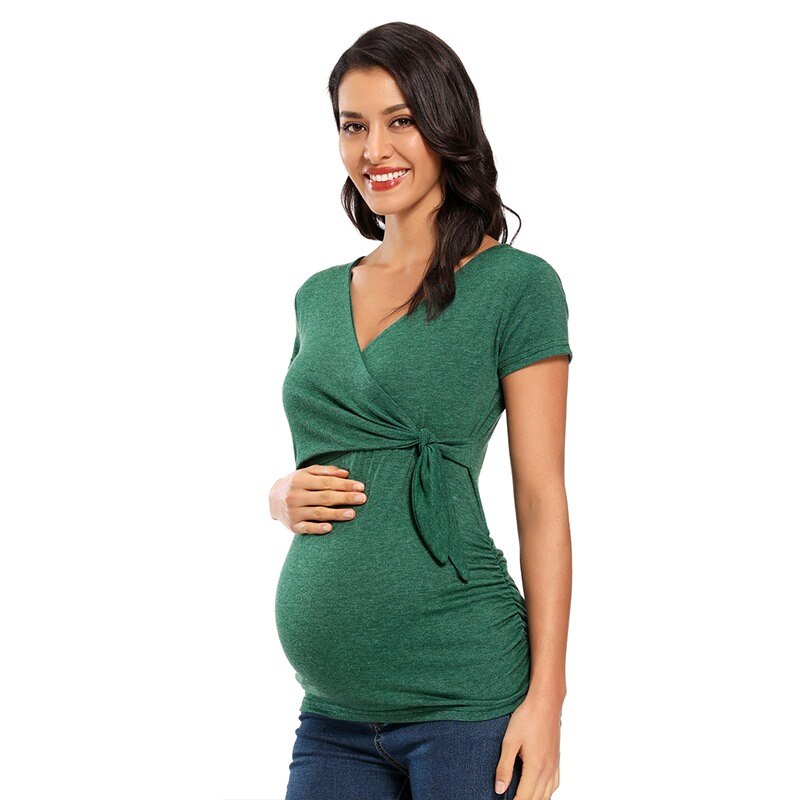 Women's Maternity Clothes Breastfeeding Pregnancy Shirts Long Sleeve V-Neck Comformation Cute Maternity Tops for pregnant women