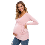 Women's Maternity Clothes Breastfeeding Pregnancy Shirts Long Sleeve V-Neck Comformation Cute Maternity Tops for pregnant women