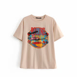 Rarove Vintage Beige Rolling Stones Summer Tshirt Rock Cartoon O Neck Cotton T-Shirt Girls Streetwear Designer Style New Arrivals 2022
