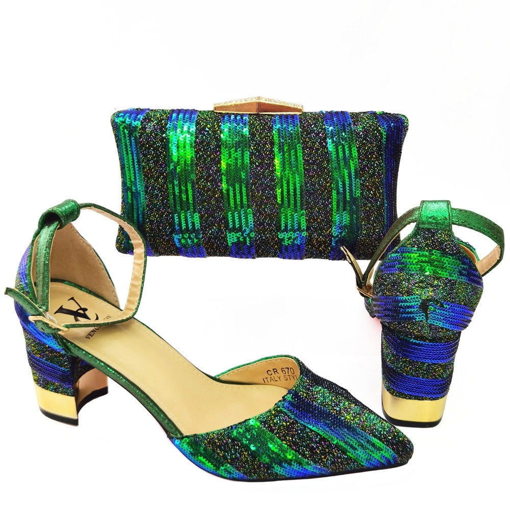 New Arrival Nigerian Shoes and Matching Bags Sales In Women Matching Shoes and Bag Set for Party Wedding Shoes for Women Bride