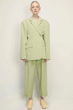 Rarove Women's Autumn Fashion Grass Green Blazer Ladies Chic Buttoned Top Retro Long Sleeve Lapel Casual Jacket