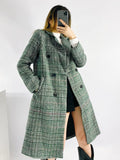 Rarove Women 2023 Fashion Houndstooth Wool Coat Vintage Long Sleeve Autumn Long Double Breasted Jacket Female Outerwear Tops