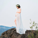 Rarove 2022 Shoulderless Chiffon Maternity Dress Sexy V Neck Photography Props Clothes For Maxi Gown Dress For Photography Photo Shoot