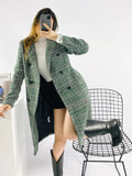 Rarove Women 2023 Fashion Houndstooth Wool Coat Vintage Long Sleeve Autumn Long Double Breasted Jacket Female Outerwear Tops