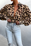 Rarove Autumn outfits 2023 Autumn Puff Sleeve Shirts Blouse Women Floral/Leopard Long Sleeve Lapel Buttons Vintage Shirts Elegant Blouses Tops Female