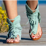 Rarove Women Retro Clip Toe Sandals Ladies Gladiator Vintage Boots Casual Tassel Rome Summer Beach Woman Shoes Female New
