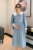 Rarove Thanksgiving 2022 Spring Korean Fashion Plaid Cotton Maternity Dress Chic Ins Sweet Clothes For Pregnant Women Loose Pregnancy Dress