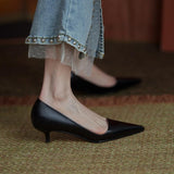 Rarove Fall Outfit Low Heel Shoes For Women Summer Leather Slip-On Office Dress Shoes Pointed Toe Female Wedding Bridal Shoes Ladies Pumps