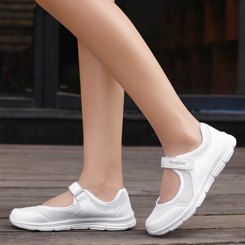 Rarove Women Sneakers Fashion Breathable Mesh Casual Shoes Zapatos De Mujer Plataforma Flat Shoes Women Work Shoes Comfortable For Work