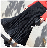 Rarove Womens Vintage Pleated Midi Long Skirt Female Korean Casual High Waist Chiffon Skirts Jupe Faldas 18 Colors Autumn SK397