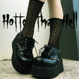 RAROVE Halloween 2022 Lovely Gothic Style Lolita Punk Cosplay Black Comfy Walking Wings Chunky Heels Platform Shoes Women Footwear Big Size 43
