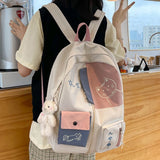 Rarove Back to school supplies 2022 Women Backpack New Kawaii Patchwork Female Large Capacity Waterproof Nylon Shoulders School Bag Preppy Mochila Bolsa
