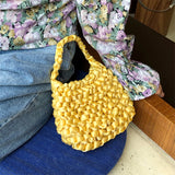Rarove Back to school supplies Scarf Ribbon Hand-Woven Women Handbag Fluorescent Colors Ladies Hand Bags Crochet Handmade Female Tote Solid Women Bag New