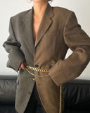 Rarove Autumn Winter High Quality Women Patchwork Chains Blazer Female Luxury Jacket Coat For Ladies Blusas